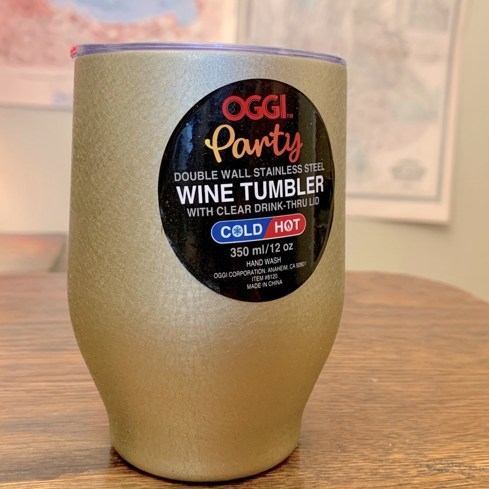 NWT: Gold Oggi Party Insulated 12oz Wine Tumbler
